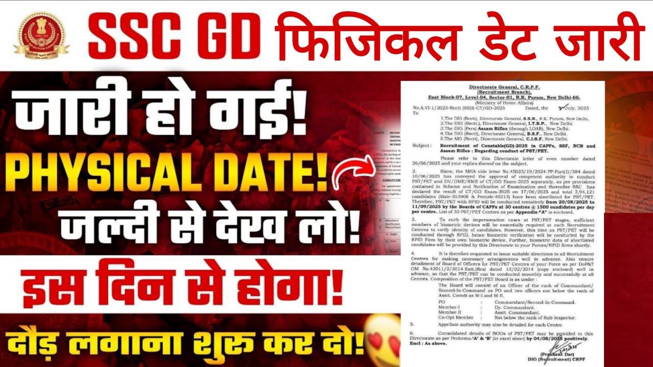 SSC GD PET PST Date Out